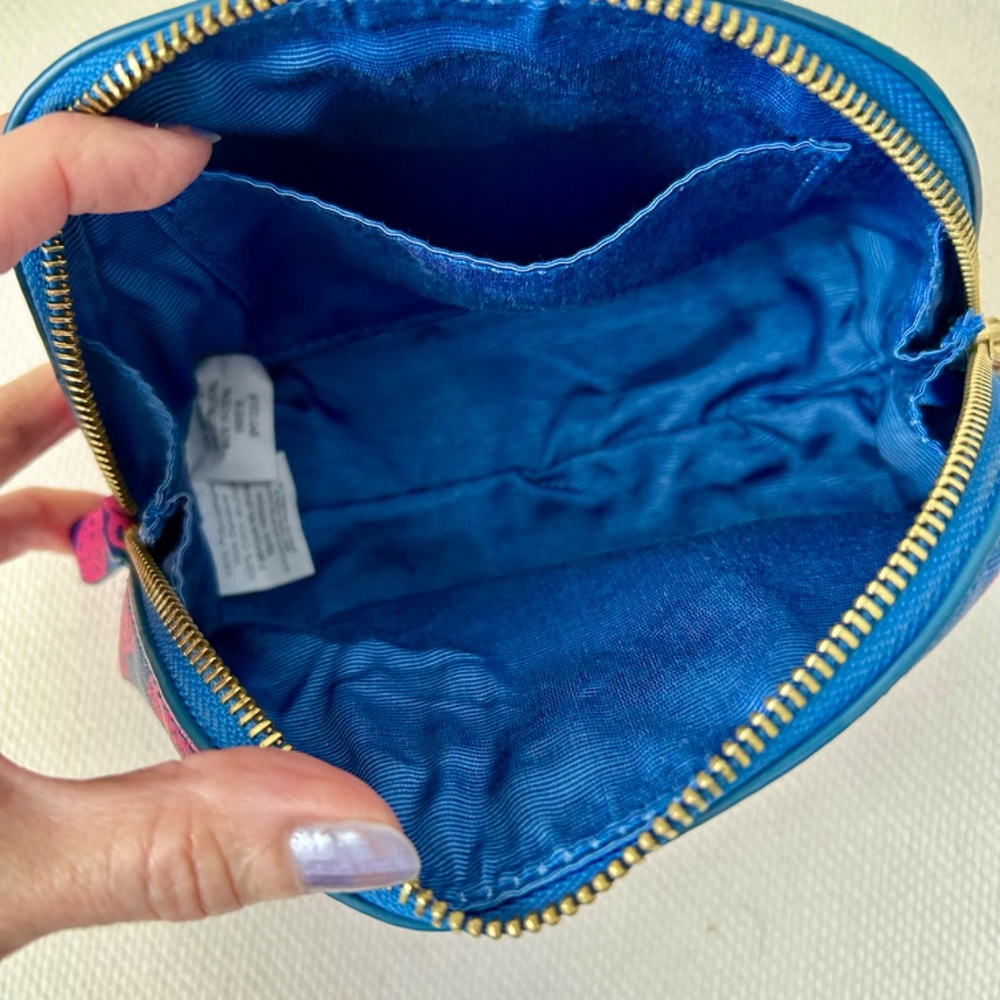 Lily Pulitzer Zipper Case Pink Elephant Blue Bamboo Pull 7.5 x 5 x 3.5 - Picture 7 of 8